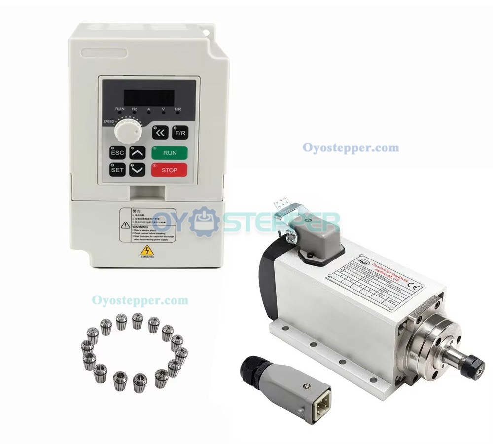 Handi 800W CNC Spindle Motor with VFD Kit 110V/220V Square Air Cooled Spindle Kit 24000RPM ER11 Collet